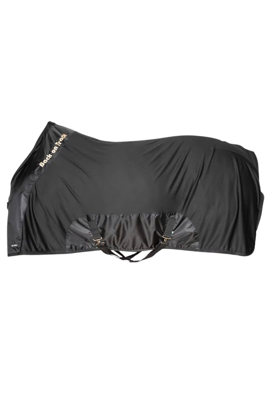 Black horse blanket with brand logo on a white background