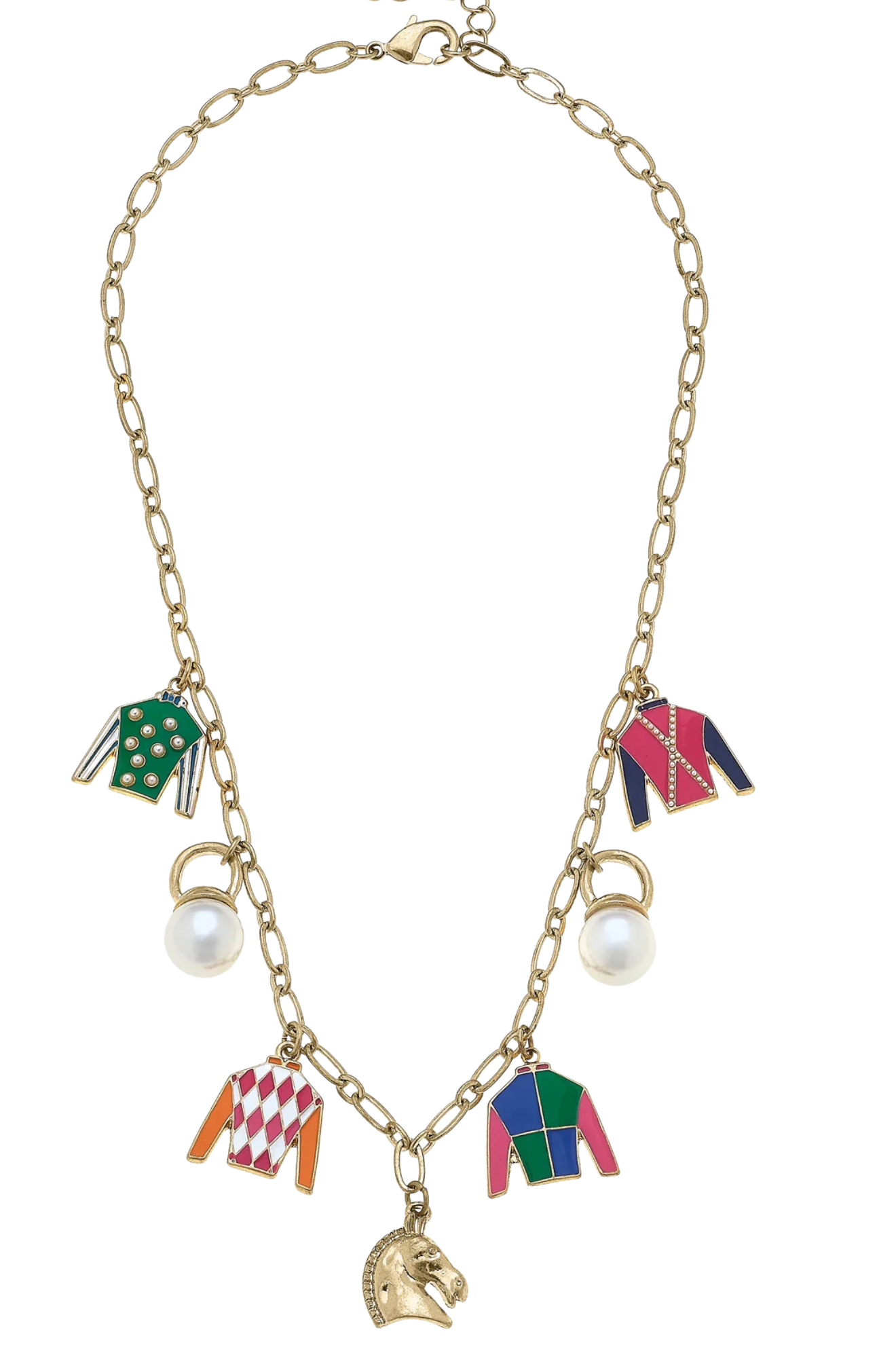 DERBY DAY JOCKEY SILK ENAMEL CHARM NECKLACE