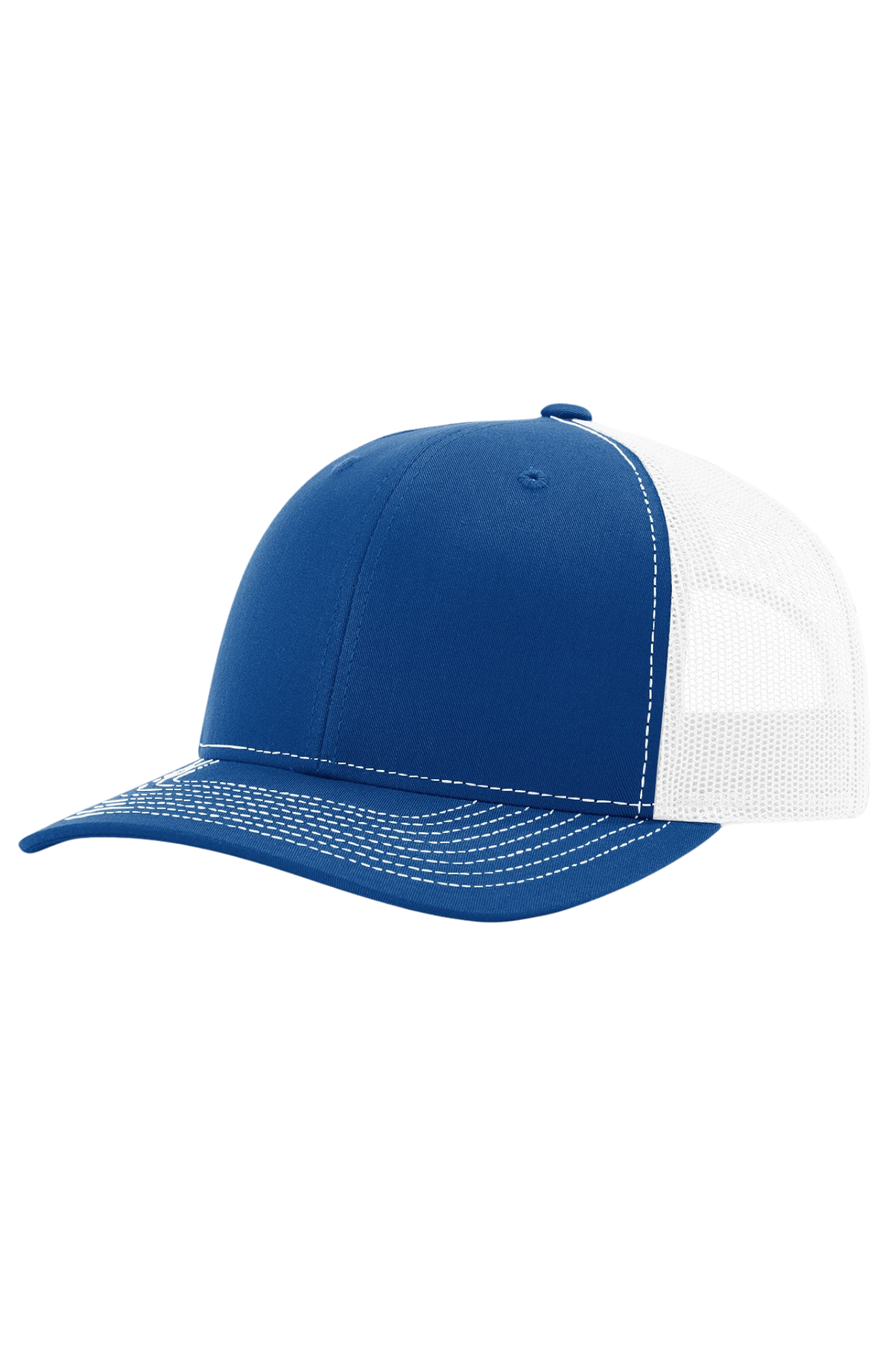 Blue and white cap on a white background