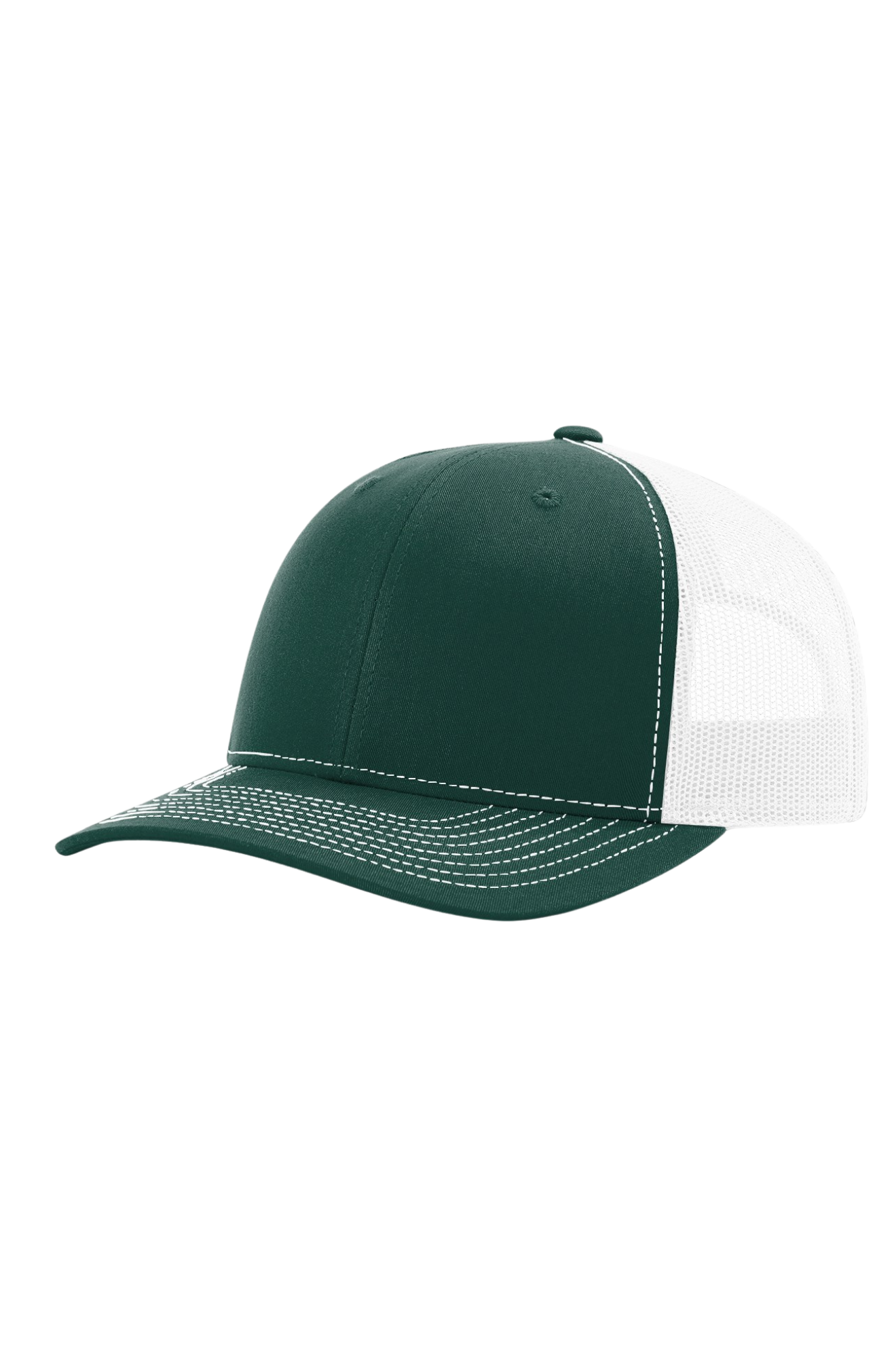 Green and white cap on a white background