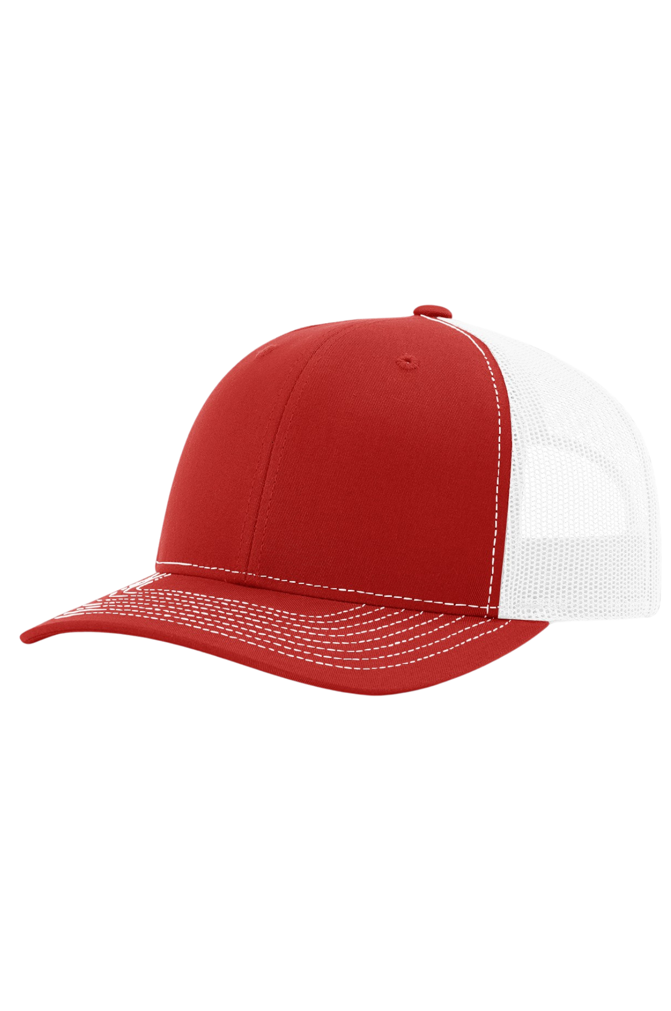 Red and white cap on a white background
