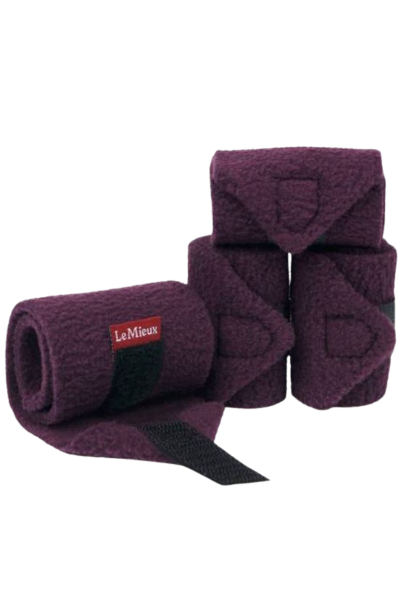 A set of horse bandages with brown straps.