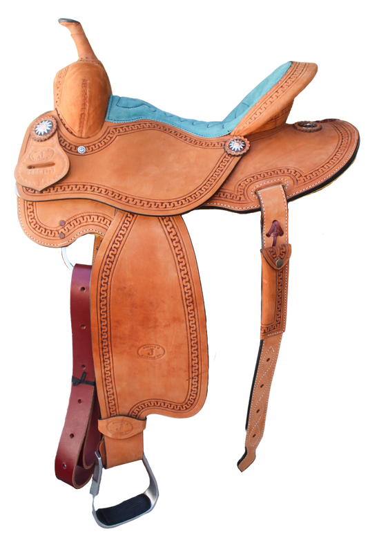 Circle J Barrel Saddle Light Oil/Turquoise