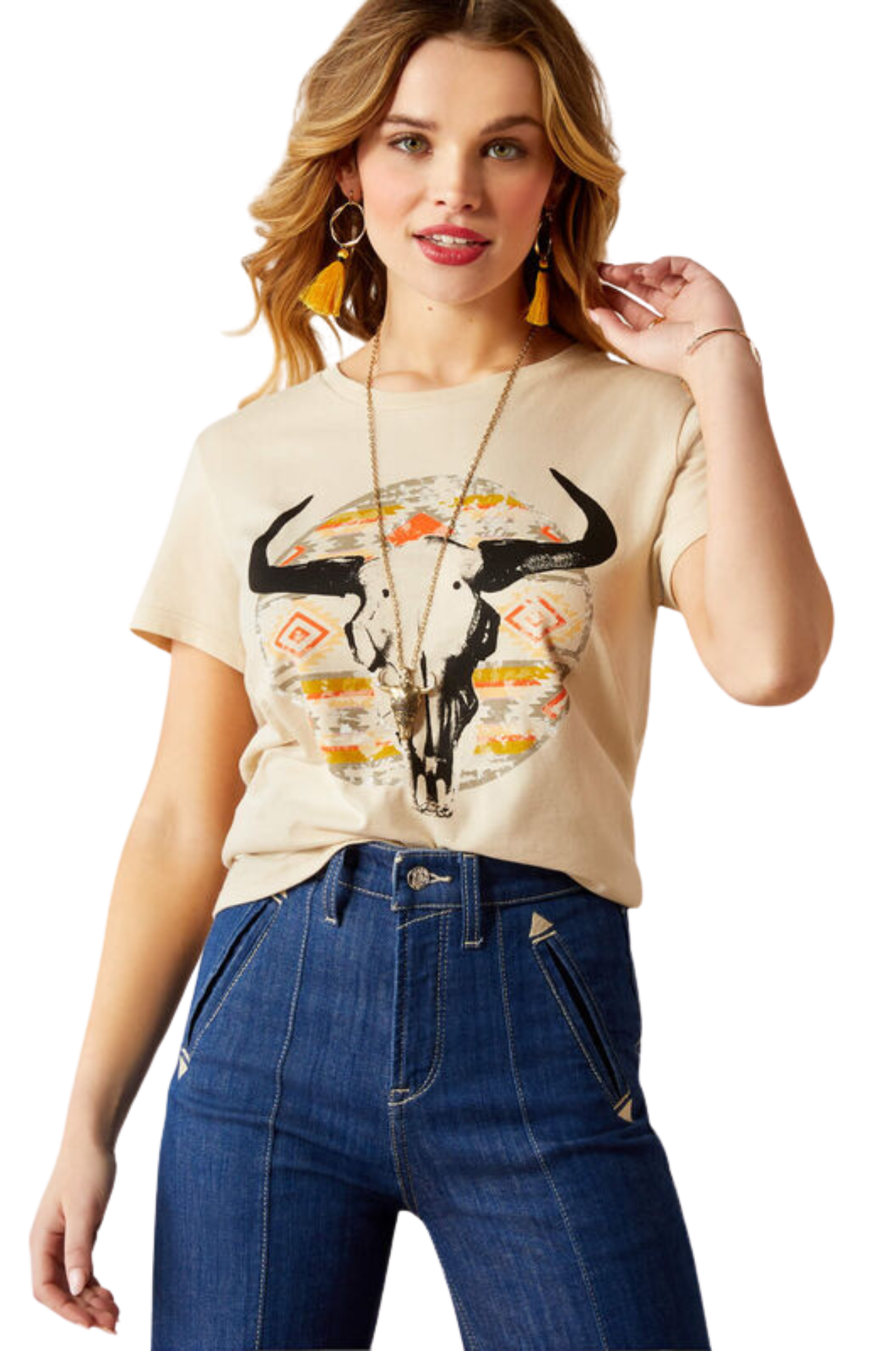 ARIAT LONGHORN WATERCOLOR S/S TSHIRT