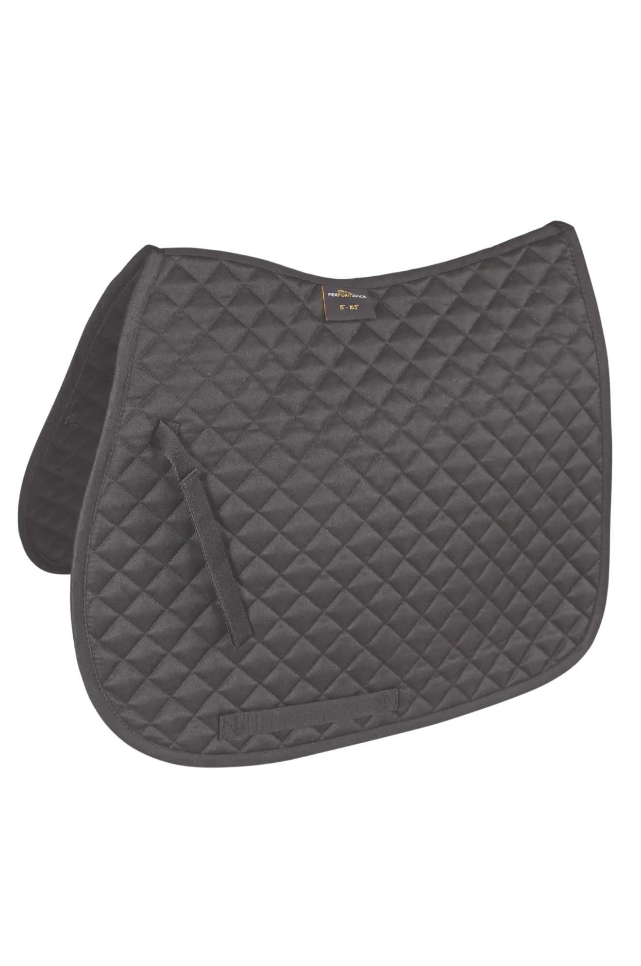 Gray quilted saddle pad on a white background