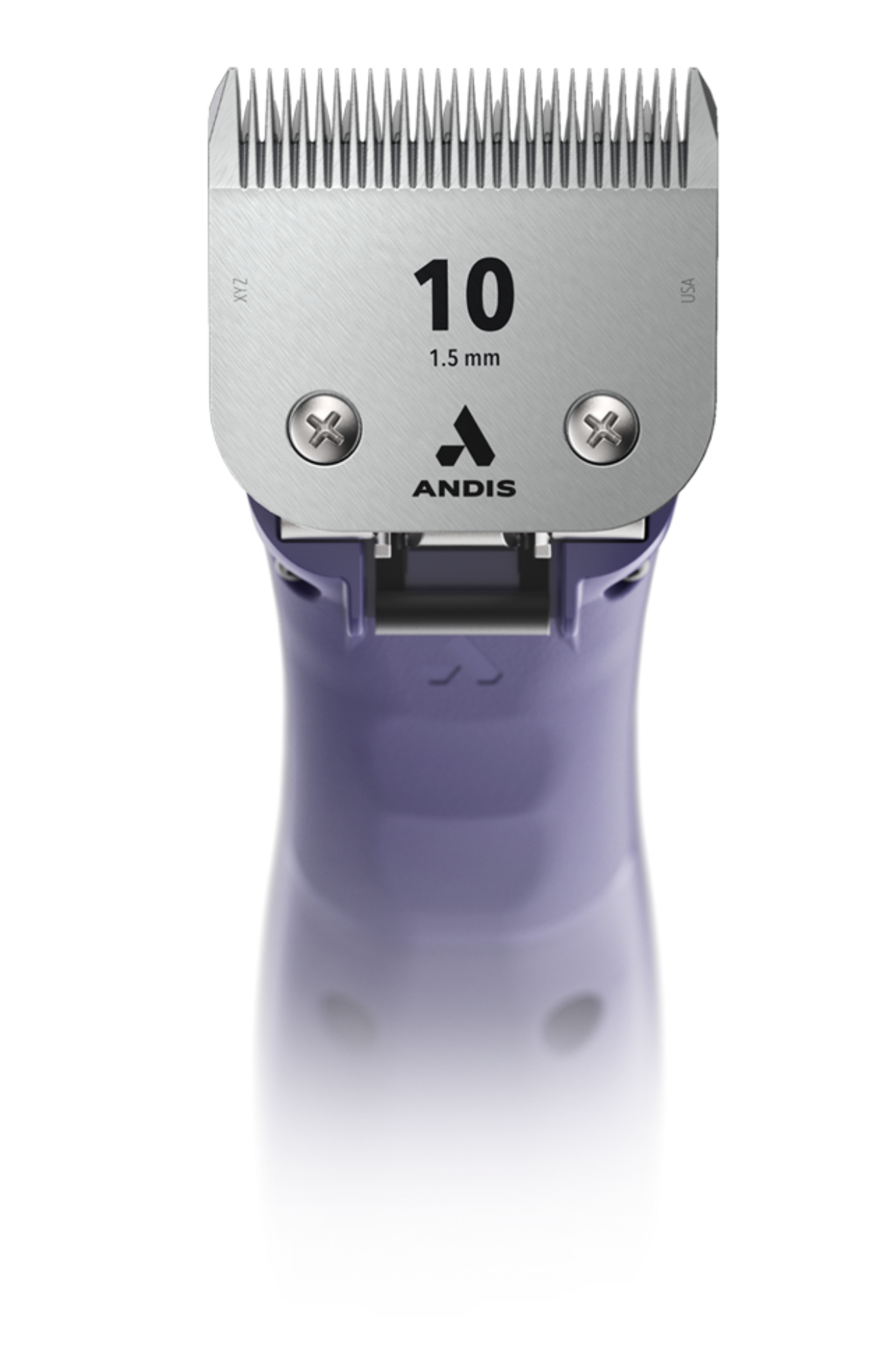 A purple ANDIS clipper with a detachable cord, designed for animal grooming.