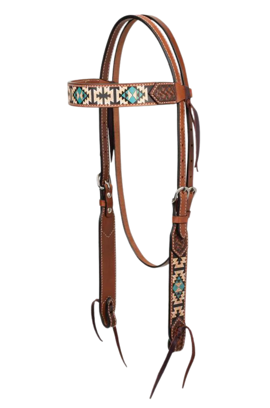 Turquoise Cross Aztec Browband Headstall