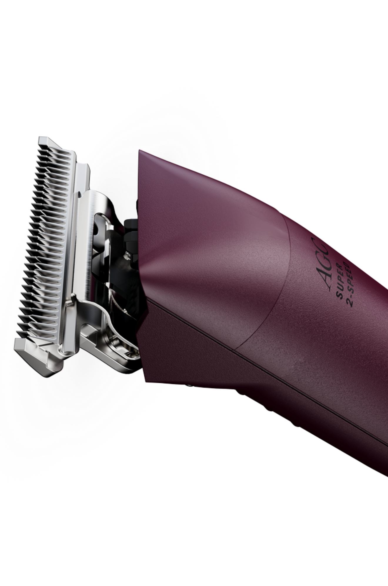 A set of ANDIS clippers in red color with a blade attached and a power cord, designed for animal grooming.
