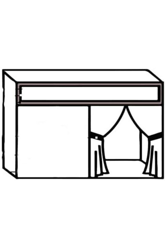 A line drawing of a tack room set.