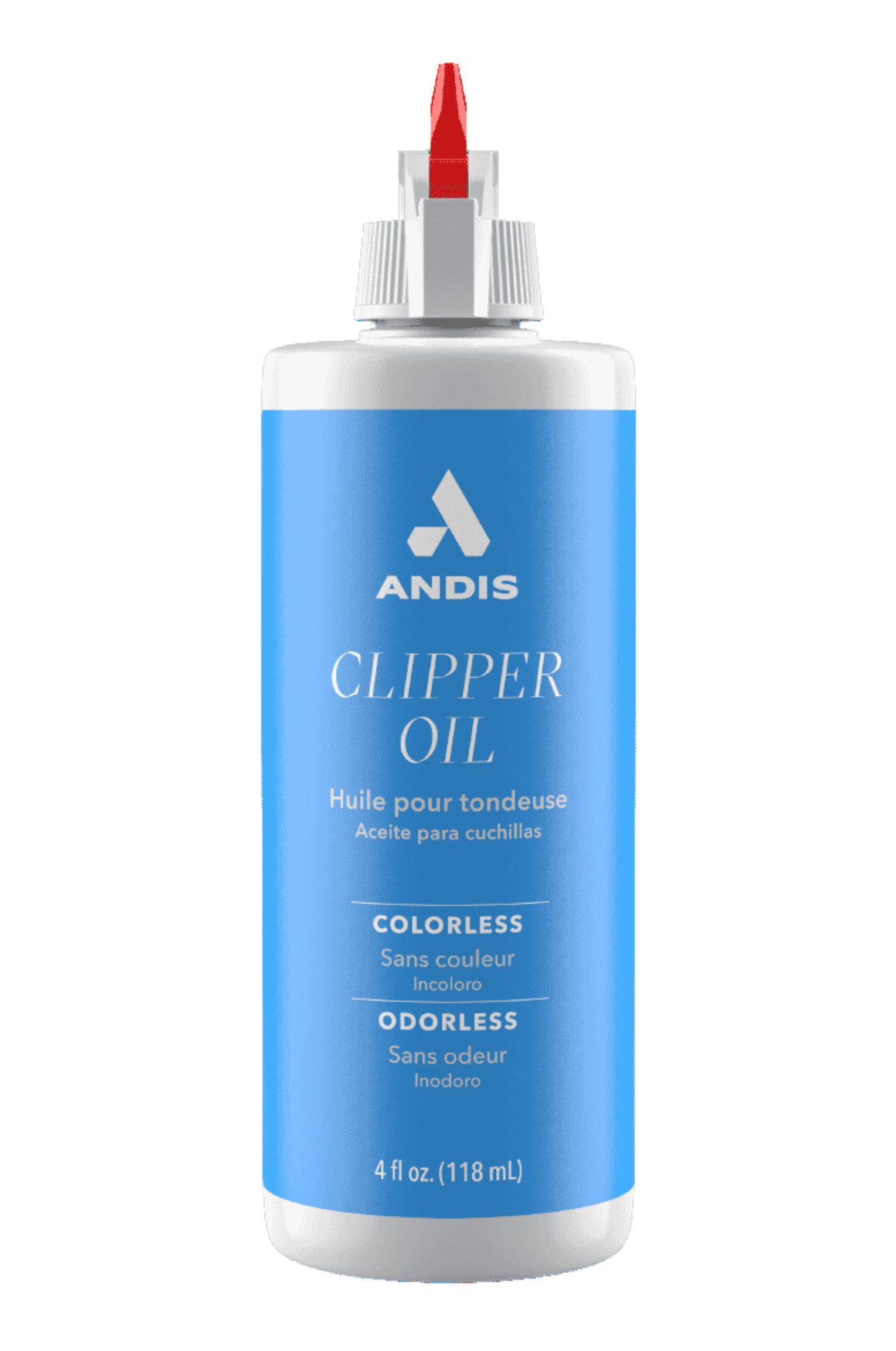 A bottle of Andis Clipper Oil, designed for lubricating and maintaining clipper blades.