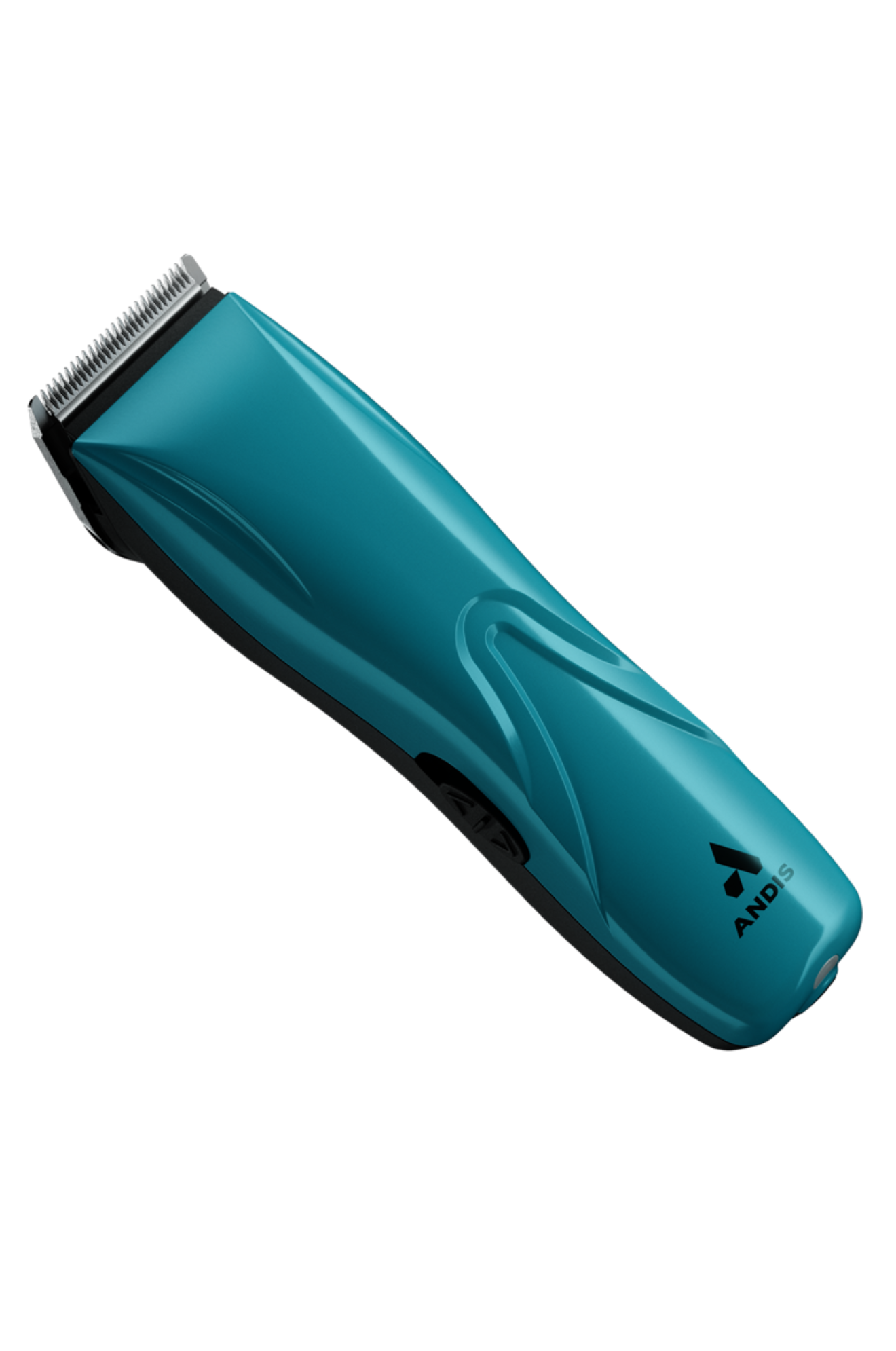 A cordless clipper with a blue body and black detailing, featuring the ANDIS logo on the front.
