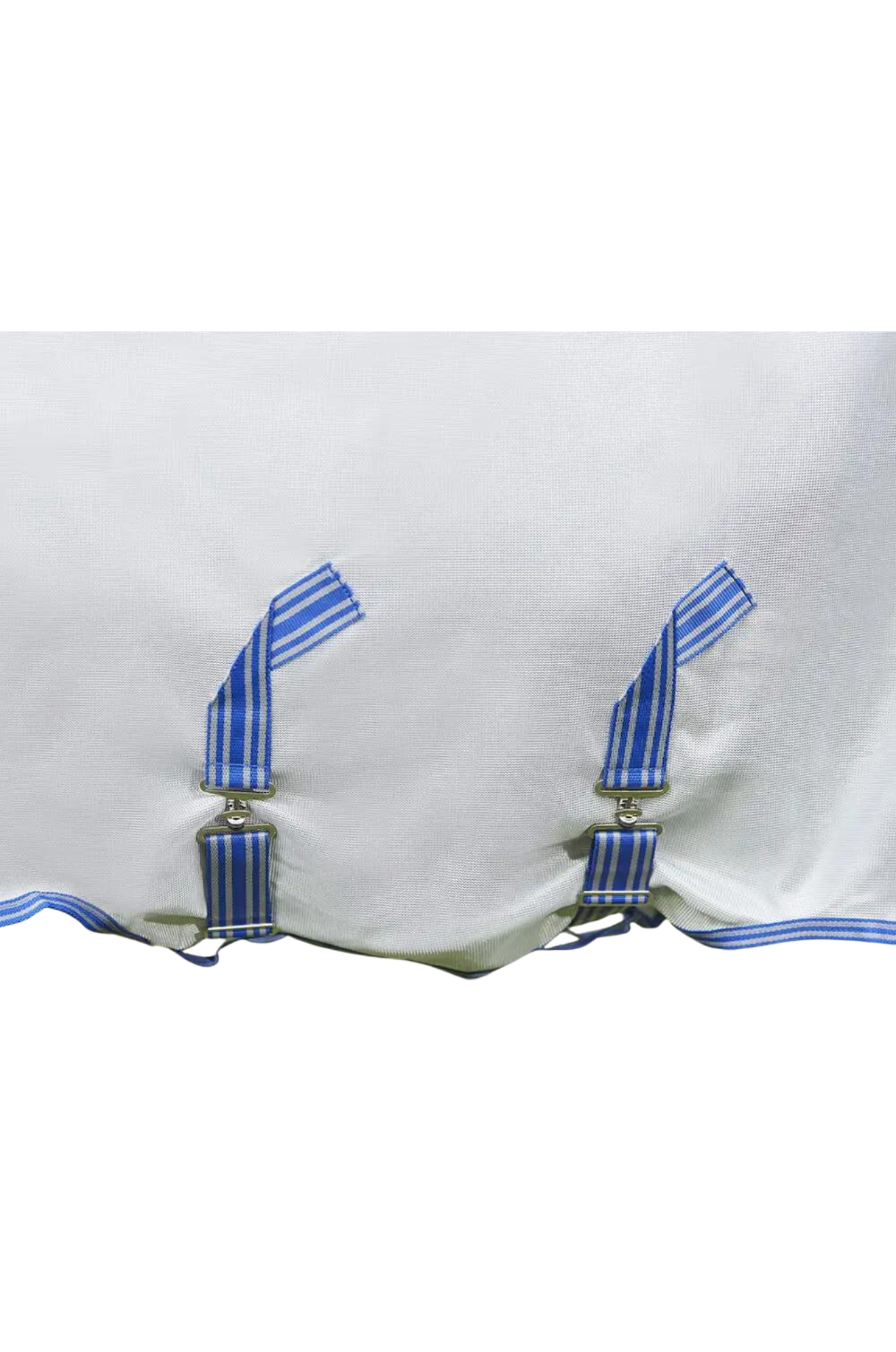 A horse wearing a gray WeatherBeeta ComFiTec Airflow II Detach A Neck mesh sheet designed for summer protection.