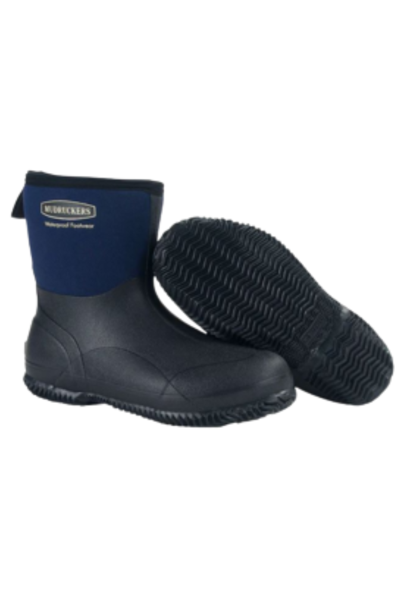 Pair of blue, navy rubber boots mudruckers