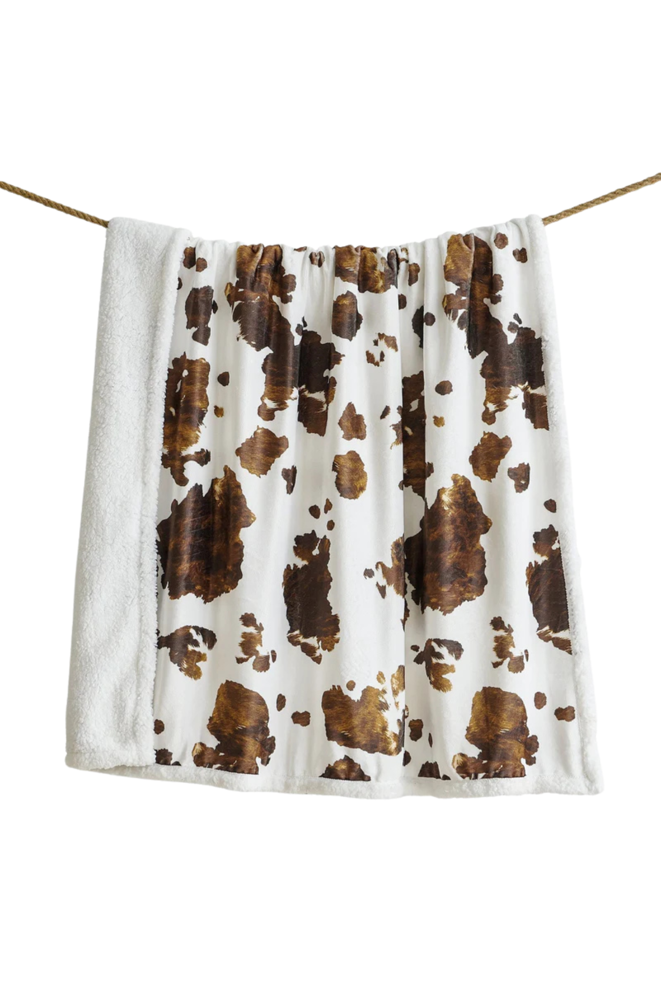 Elsa Cowhide Campfire Sherpa Throw