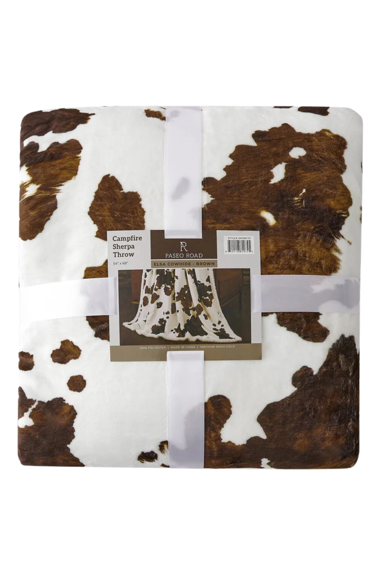 Elsa Cowhide Campfire Sherpa Throw