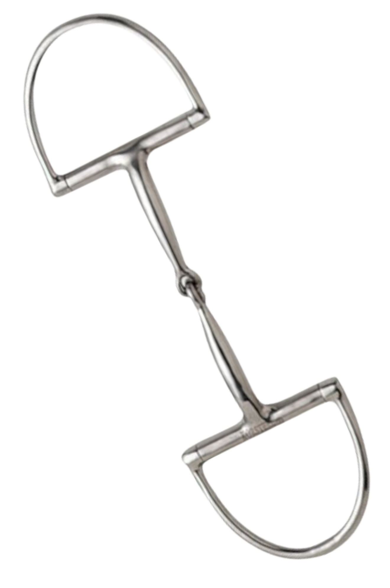 Metal horse bridle bit on a white background