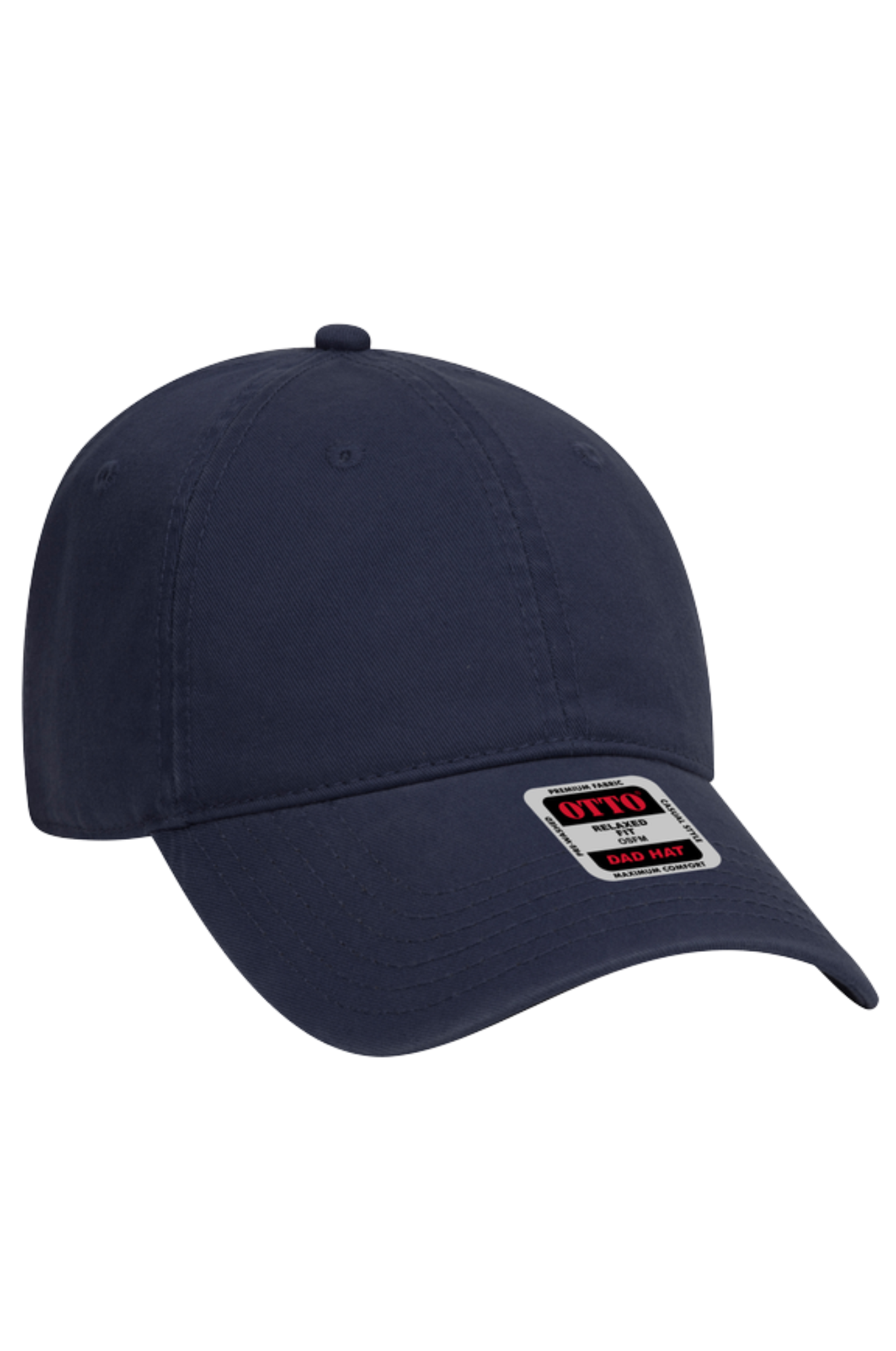 baseball cap with a label on a white background