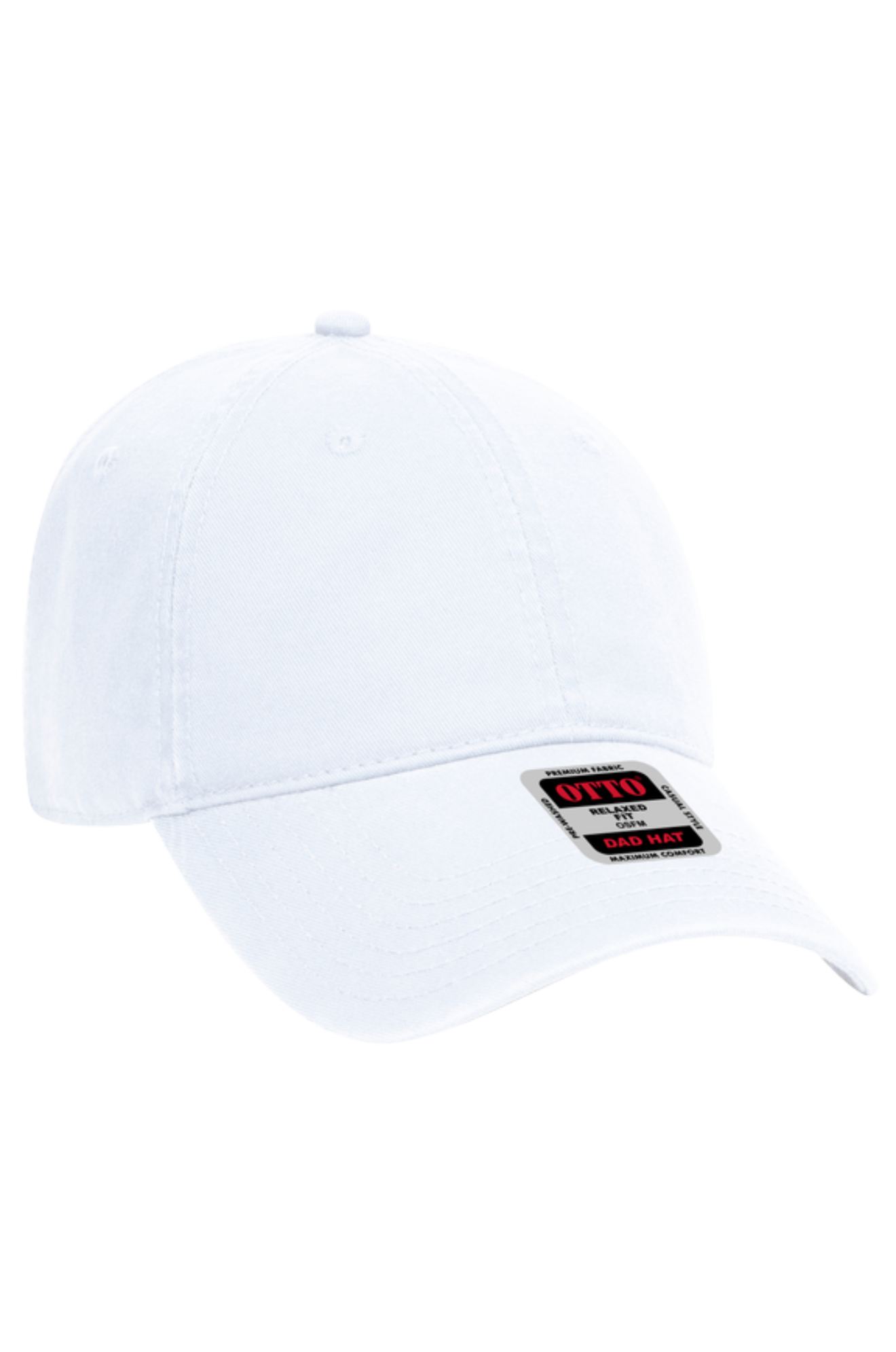 White cap with a logo on a white background