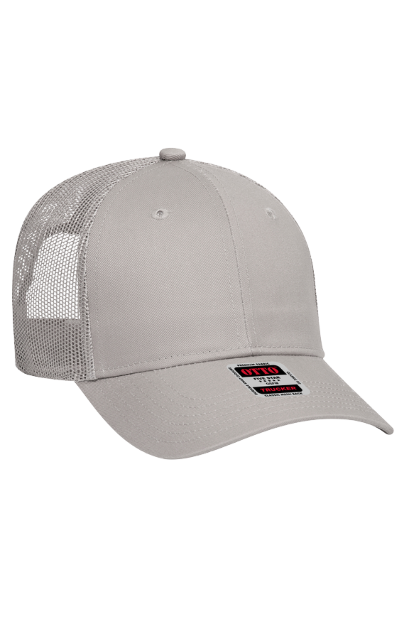 Gray cap with mesh back and visible brand logo on a white background