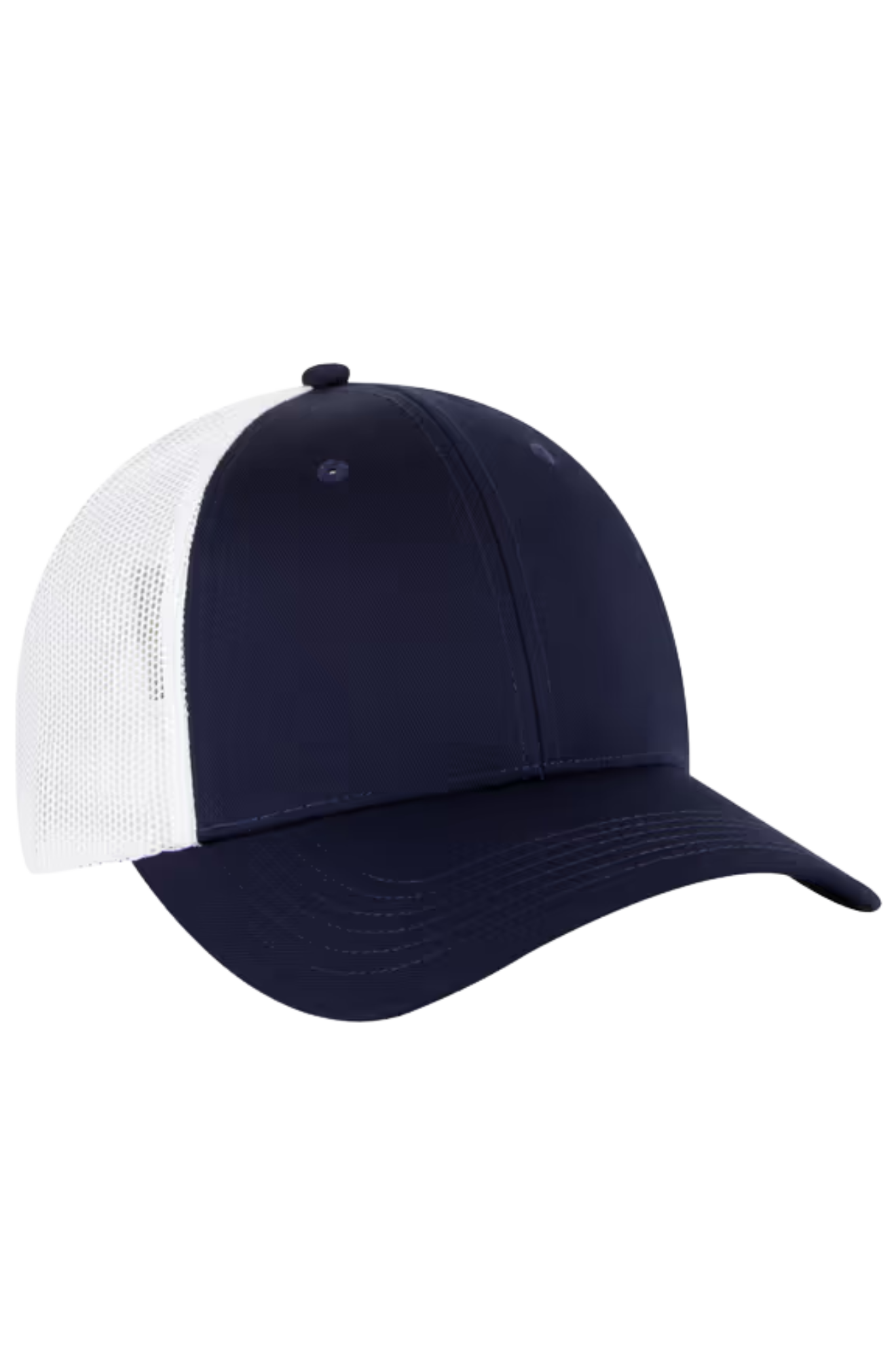Navy and white cap on a white background