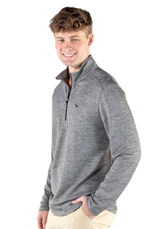 Mns Heather Quarterzip Mock Neck