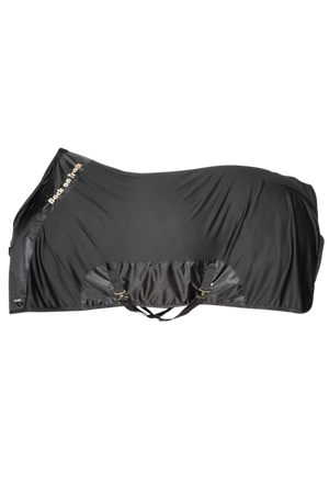 Black horse blanket with brand logo on a white background