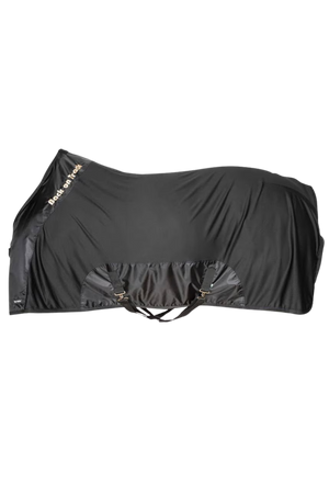 Black horse blanket with brand logo on a white background