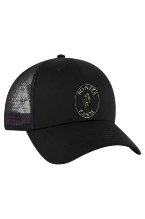 Black cap with mesh back and 'Bonita Farm' logo on a white background