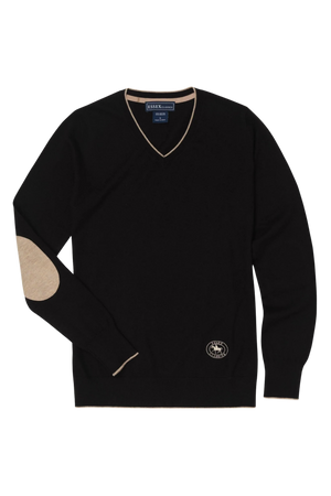 Black  with Tan Trey V-Neck Sweater