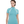 Woman wearing a teal athletic outfit with a white zipper on a white background