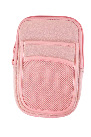 A black fabric tumbler pouch with a simply southern logo