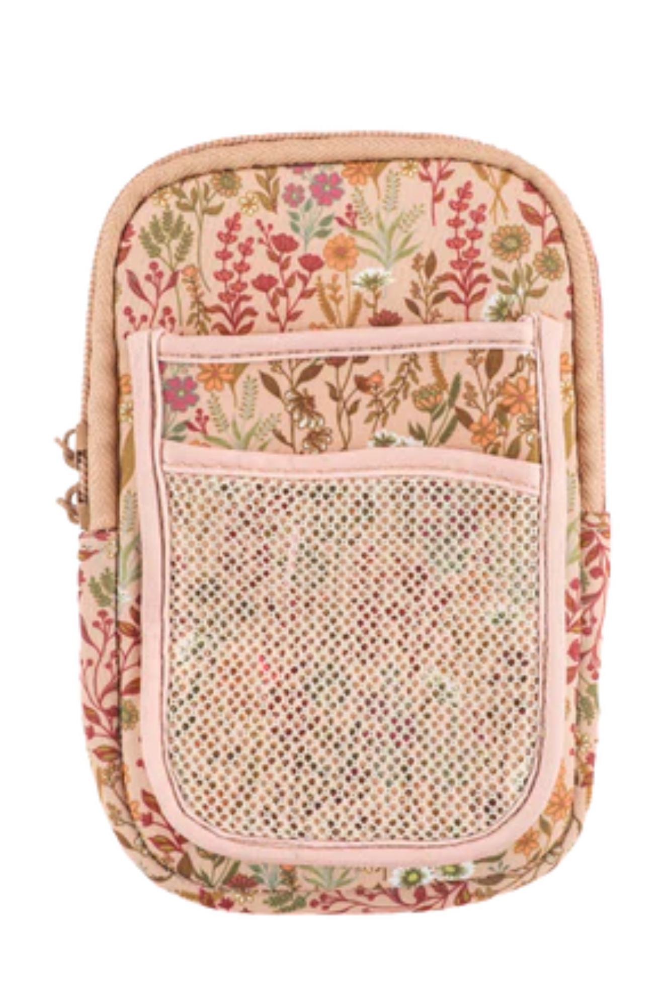 A black fabric tumbler pouch with a simply southern logo