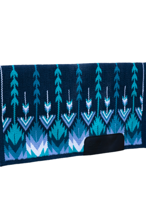 Blue and black patterned headband on a white background