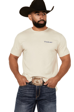 Model is 5'1" wearing a size large
100% cotton
Short sleeves
Rib knit crew neck
Tagless neck label
Solid cream design
Logo graphic print on left chest
Logo graphic print on back
Imported