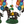 A resin and metal photo and balloon holder featuring a horse and jockey figure with a wire holder for hanging balloons.