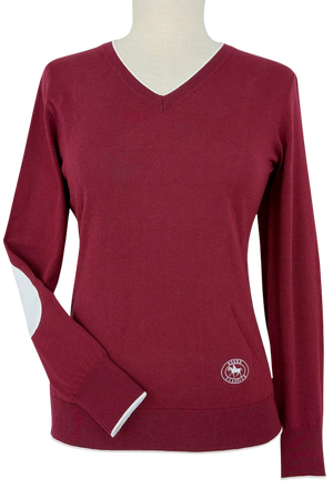 Cranberry with Ivory Trey V-Neck Sweater