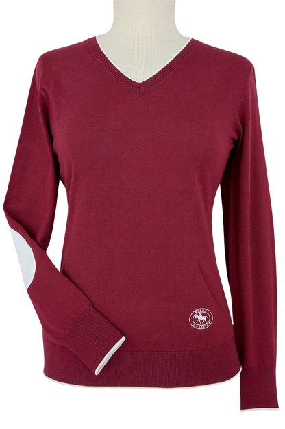 Cranberry with Ivory Trey V-Neck Sweater
