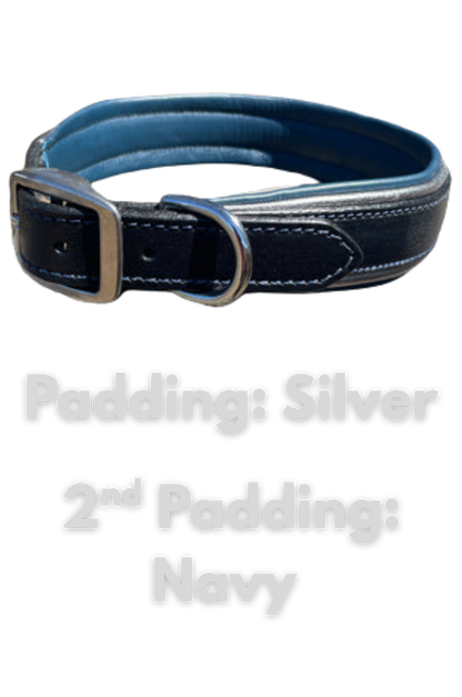 leather dog collar with padding, custom dog collar, brass hardware, chrome hardware