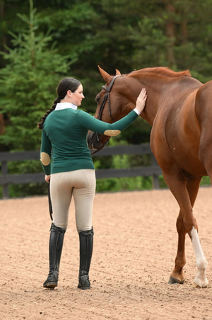Emerald Green with Gold Trey V-Neck Sweater