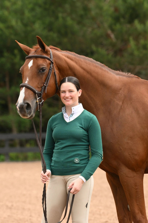Emerald Green with Gold Trey V-Neck Sweater