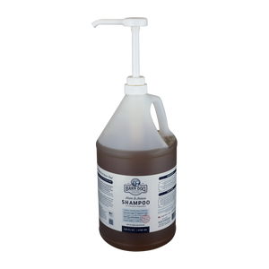 Barn Dog Shampoo bottle with pump on a white background