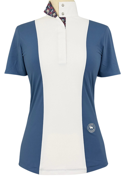Girls "Luna II" Blue Stirrup Talk Short Sleeve Performance Show Shirt