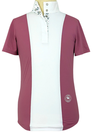 Girls "Luna II" Dark Pink with Unicorns Short Sleeve Performance Show Shirt