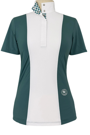 Girls "Luna II" Forest Green with Geometric Short Sleeve Performance Show Shirt