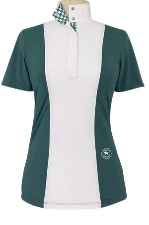 Girls "Luna II" Forest Green with Geometric Short Sleeve Performance Show Shirt