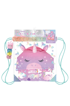HOODED BEACH TOWEL UNICORN PRINT