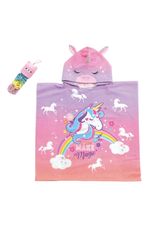 HOODED BEACH TOWEL UNICORN PRINT