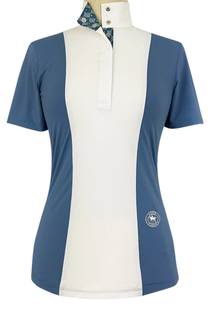 Ladies "Luna II" Blue Gallop Garden Short Sleeve Performance Show Shirt