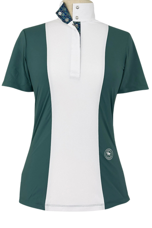 Ladies "Luna II" Forest Green with Golden Snaffle Short Sleeve Performance Show Shirt
