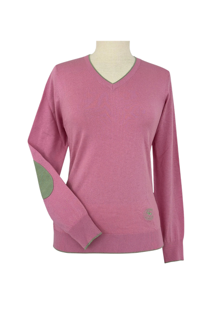 Pink_with_Moss_Trey_V-Neck_Sweater